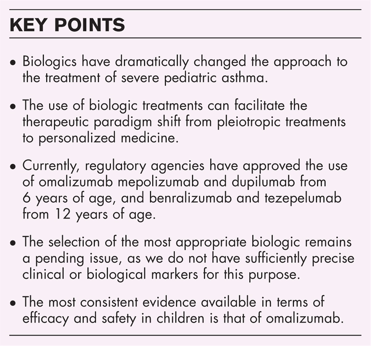 Biological treatments in childhood asthma