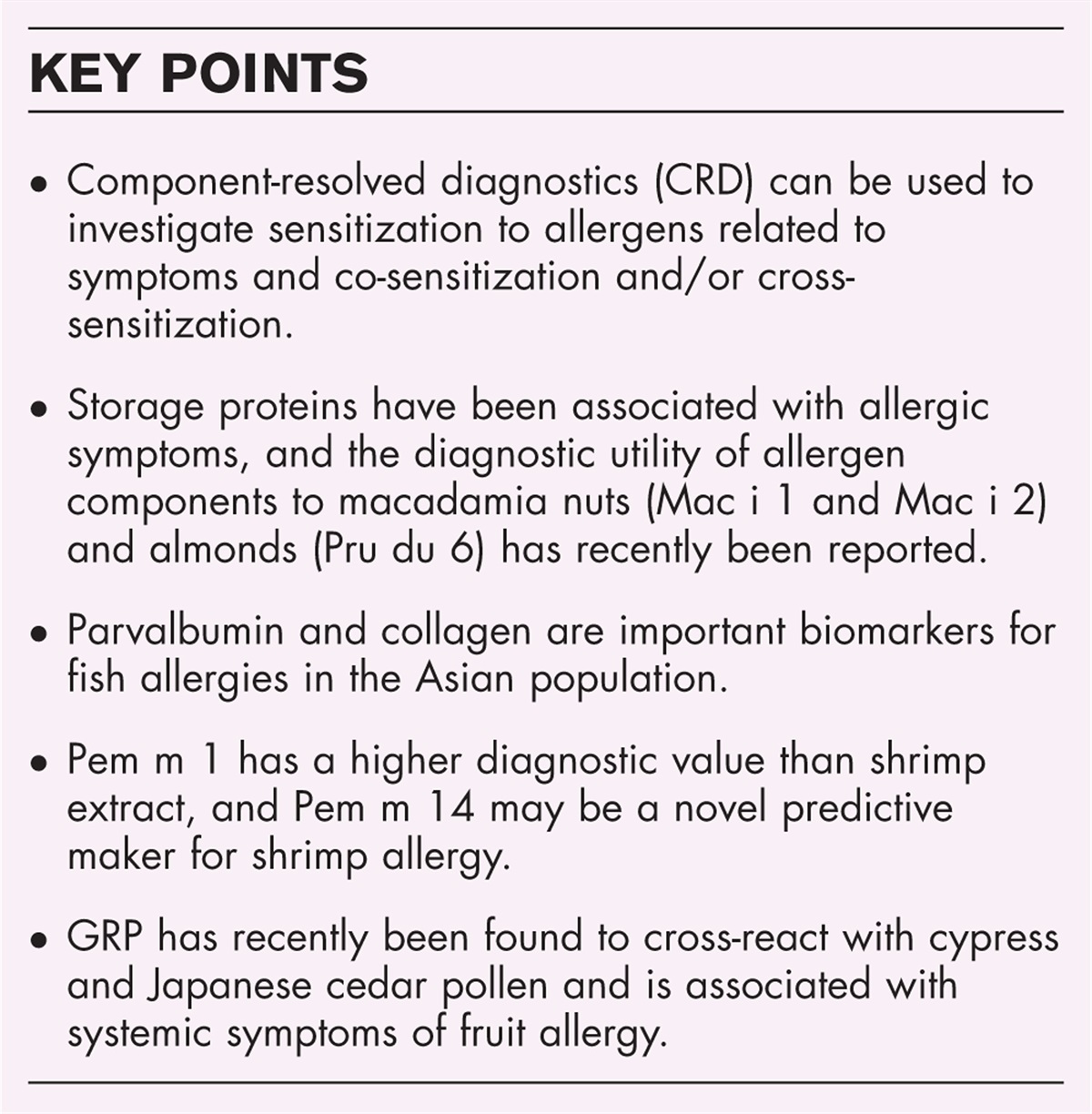 Precision allergy molecular diagnosis applications in food allergy