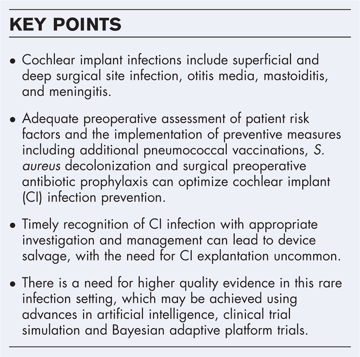 An overview of risk factors, management and prevention of cochlear implant infections