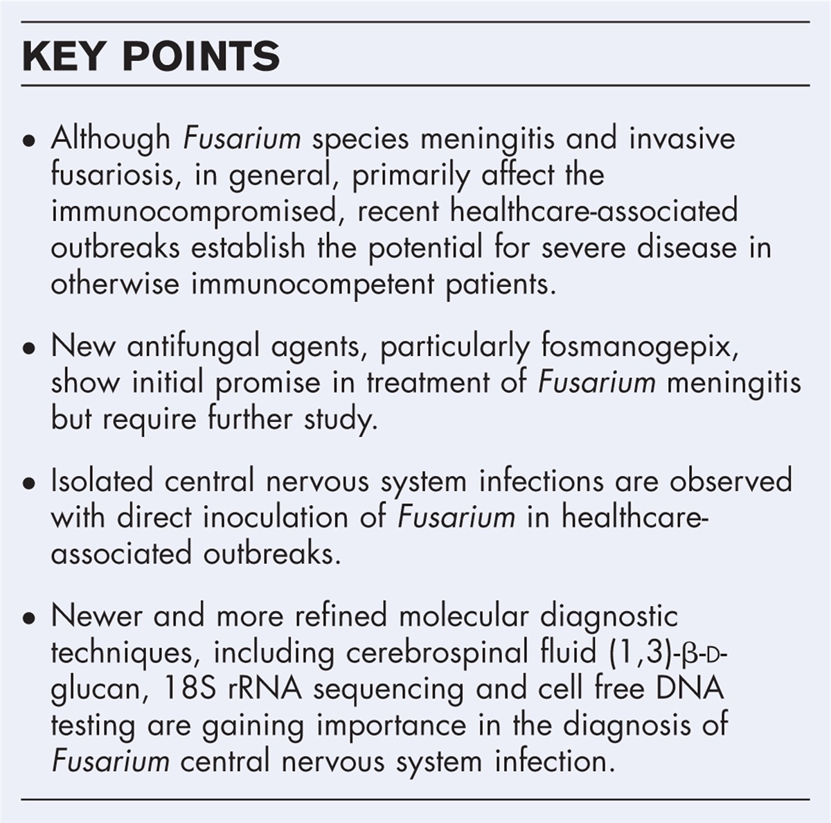 Fusarium species central nervous system infection