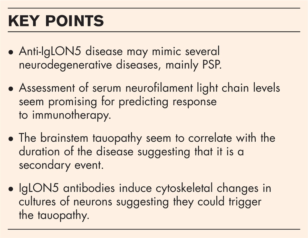 New knowledge on anti-IgLON5 disease