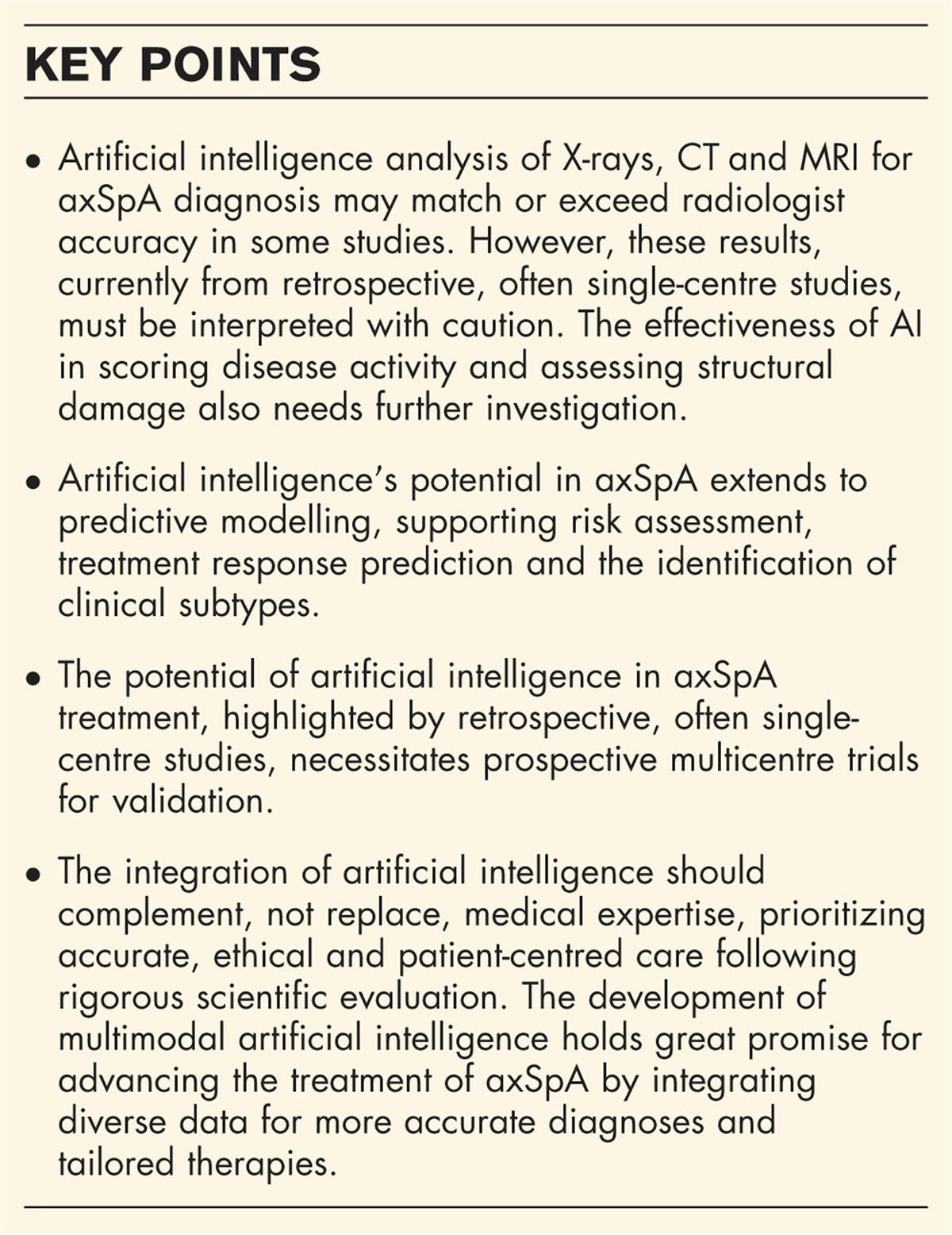 Artificial intelligence and machine learning in axial spondyloarthritis