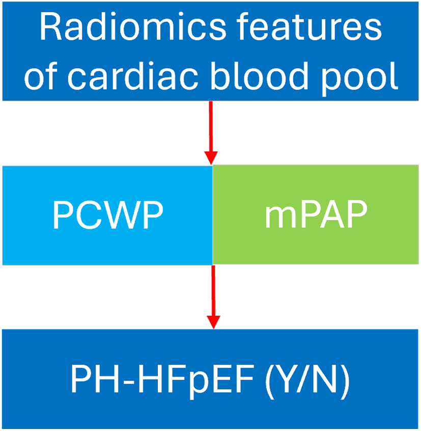 Radiomics features of the cardiac blood pool to indicate hemodynamic changes in pulmonary hypertension (PH) due to heart failure with preserved ejection fraction (PH-HFpEF)