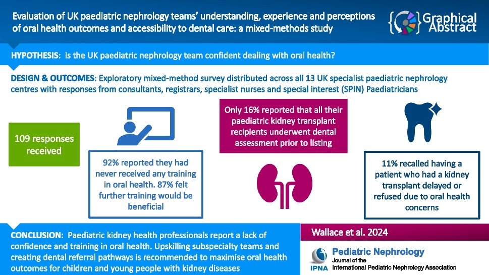Evaluation of UK paediatric nephrology teams’ understanding, experience and perceptions of oral health outcomes and accessibility to dental care: a mixed-methods study