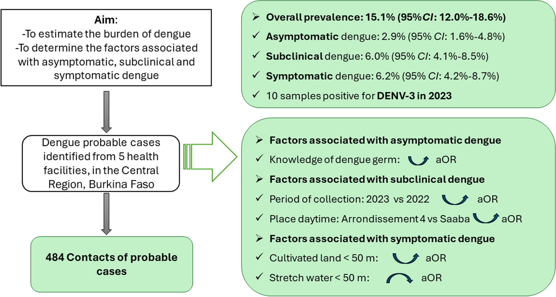 Estimating dengue burden among family contacts through cluster investigation around probable cases in 2022 and 2023 in the Central Region, Burkina Faso