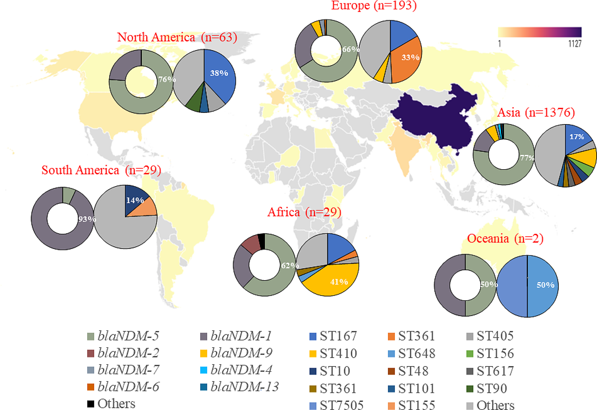 Epidemiological and genomic characteristics of global blaNDM-carrying Escherichia coli