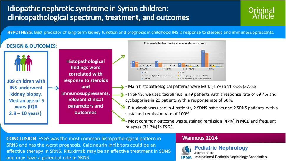 Idiopathic nephrotic syndrome in Syrian children: clinicopathological spectrum, treatment, and outcomes
