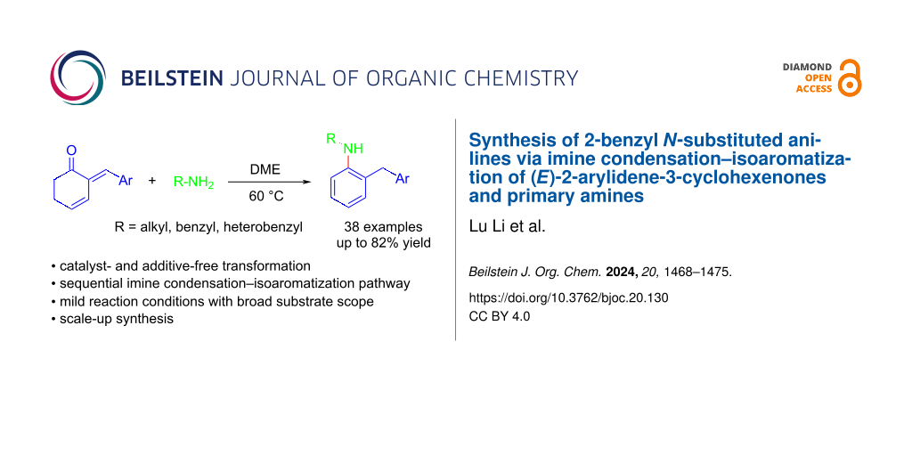 Synthesis of 2-benzyl N-substituted anilines via imine condensation–isoaromatization of (E)-2-arylidene-3-cyclohexenones and primary amines