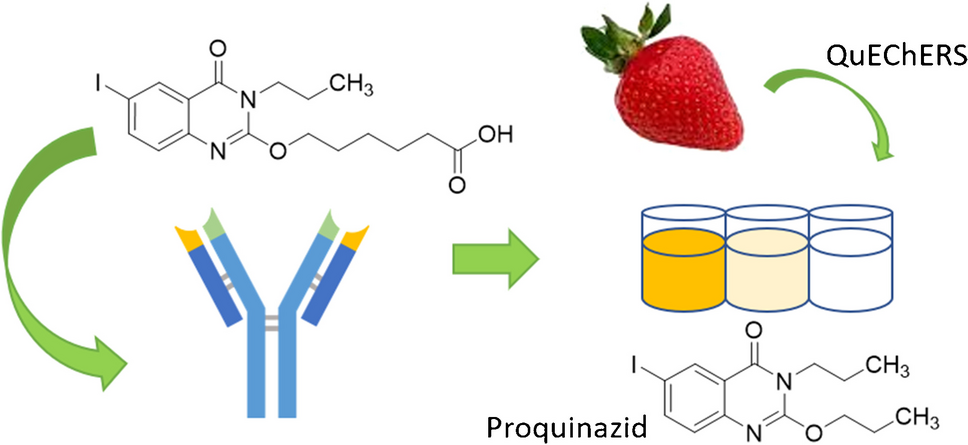 Rapid immunochemical methods for the analysis of proquinazid in strawberry QuEChERS extracts