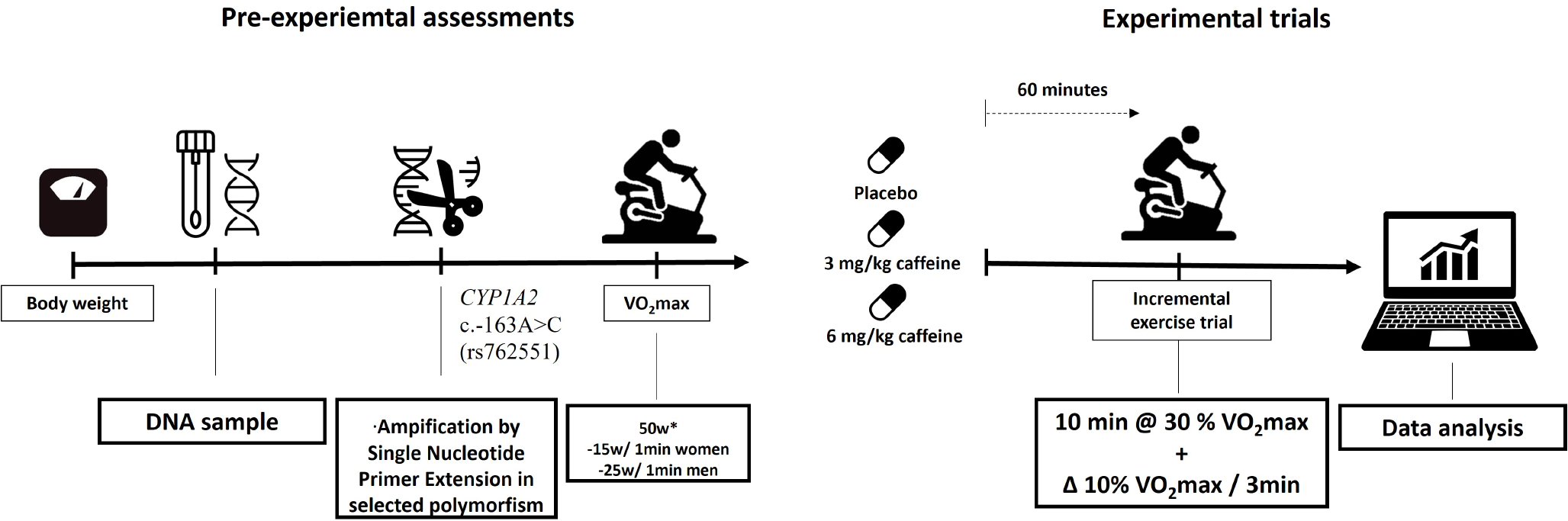 Influence of the CYP1A2 c.-163 A > C polymorphism in the effect of caffeine on fat oxidation during exercise: a pilot randomized, double-blind, crossover, placebo-controlled trial