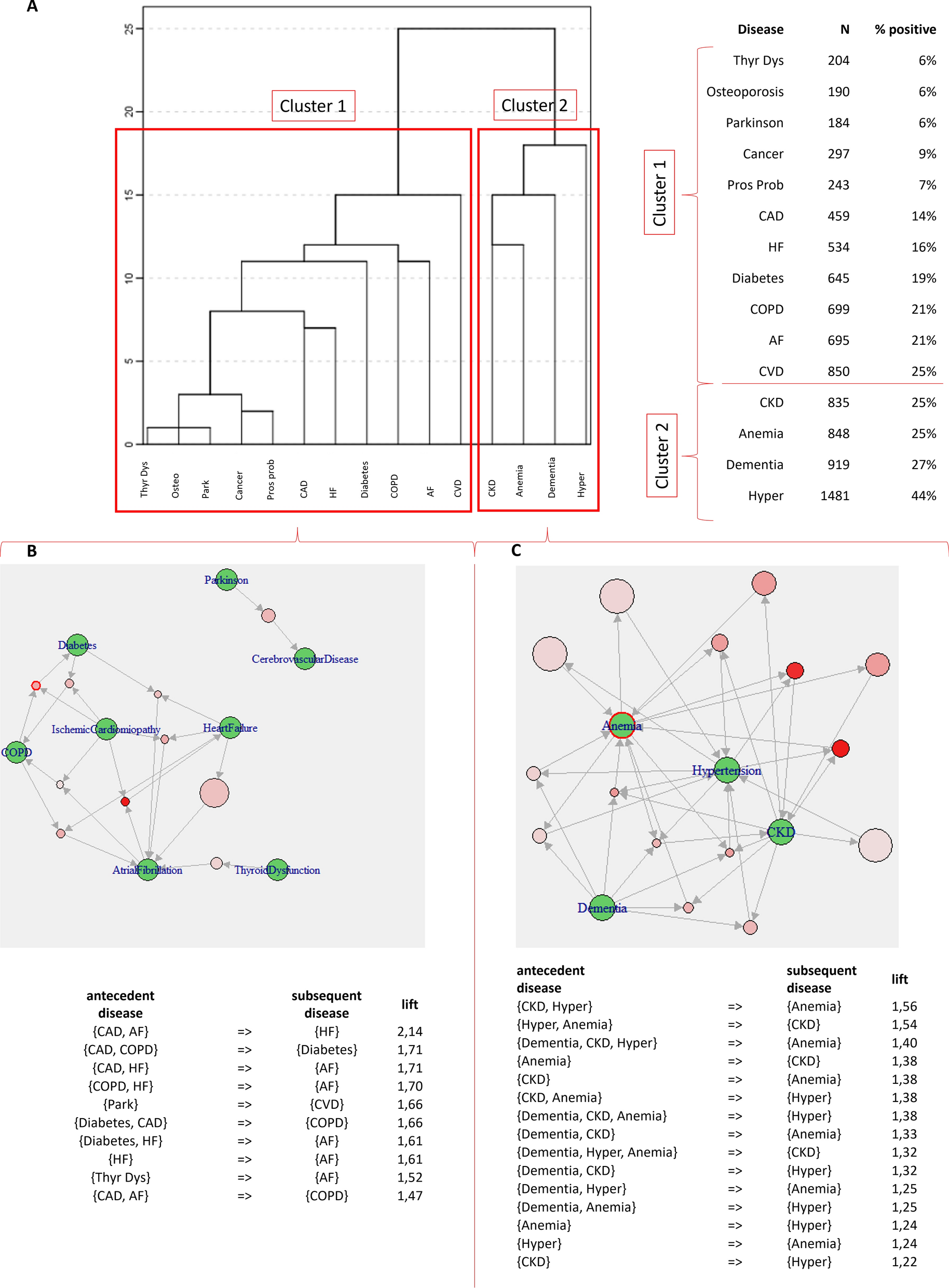 Interactions between patterns of multimorbidity and functional status among hospitalized older patients: a novel approach using cluster analysis and association rule mining