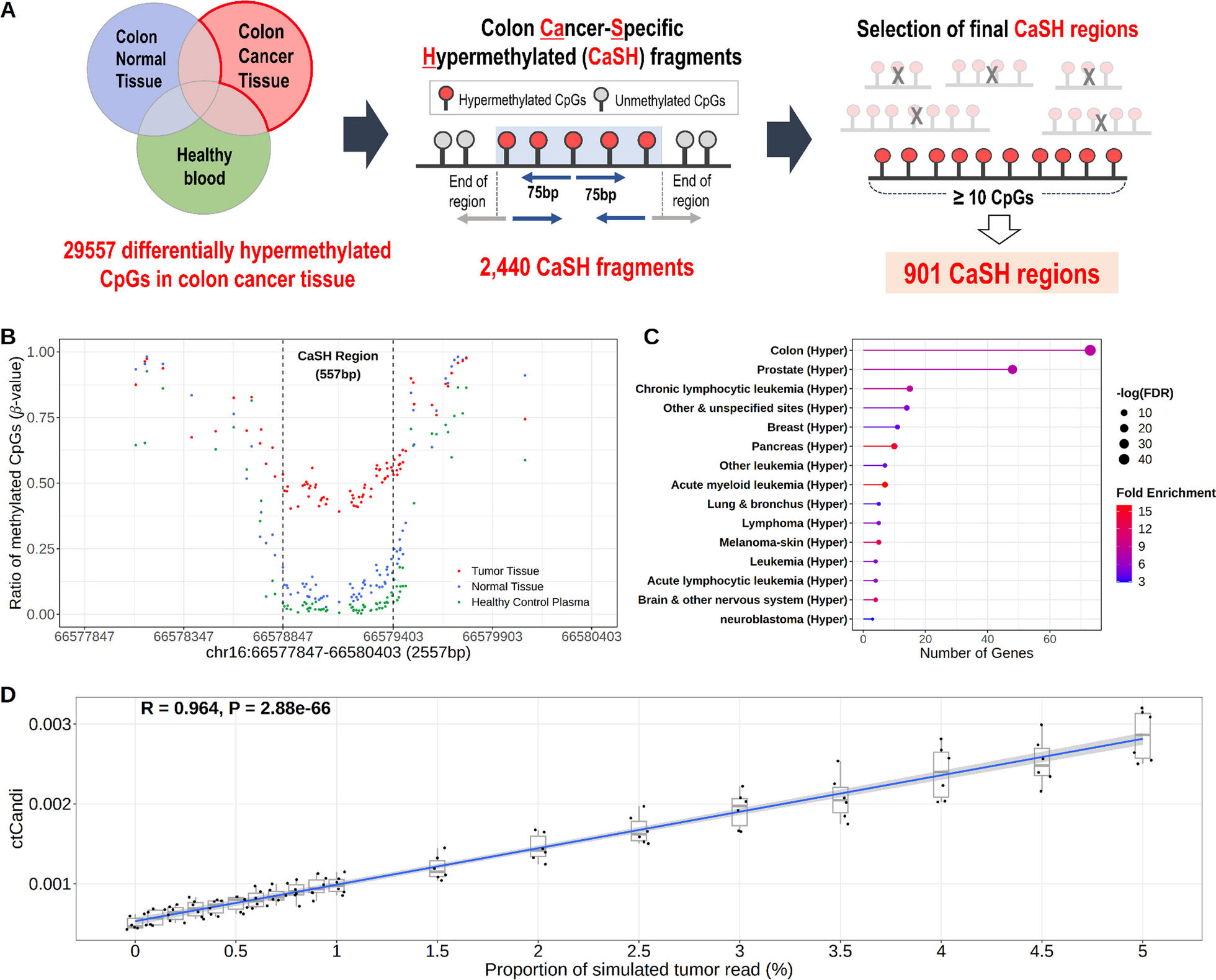 Quantification method of ctDNA using cell-free DNA methylation profile for noninvasive screening and monitoring of colon cancer