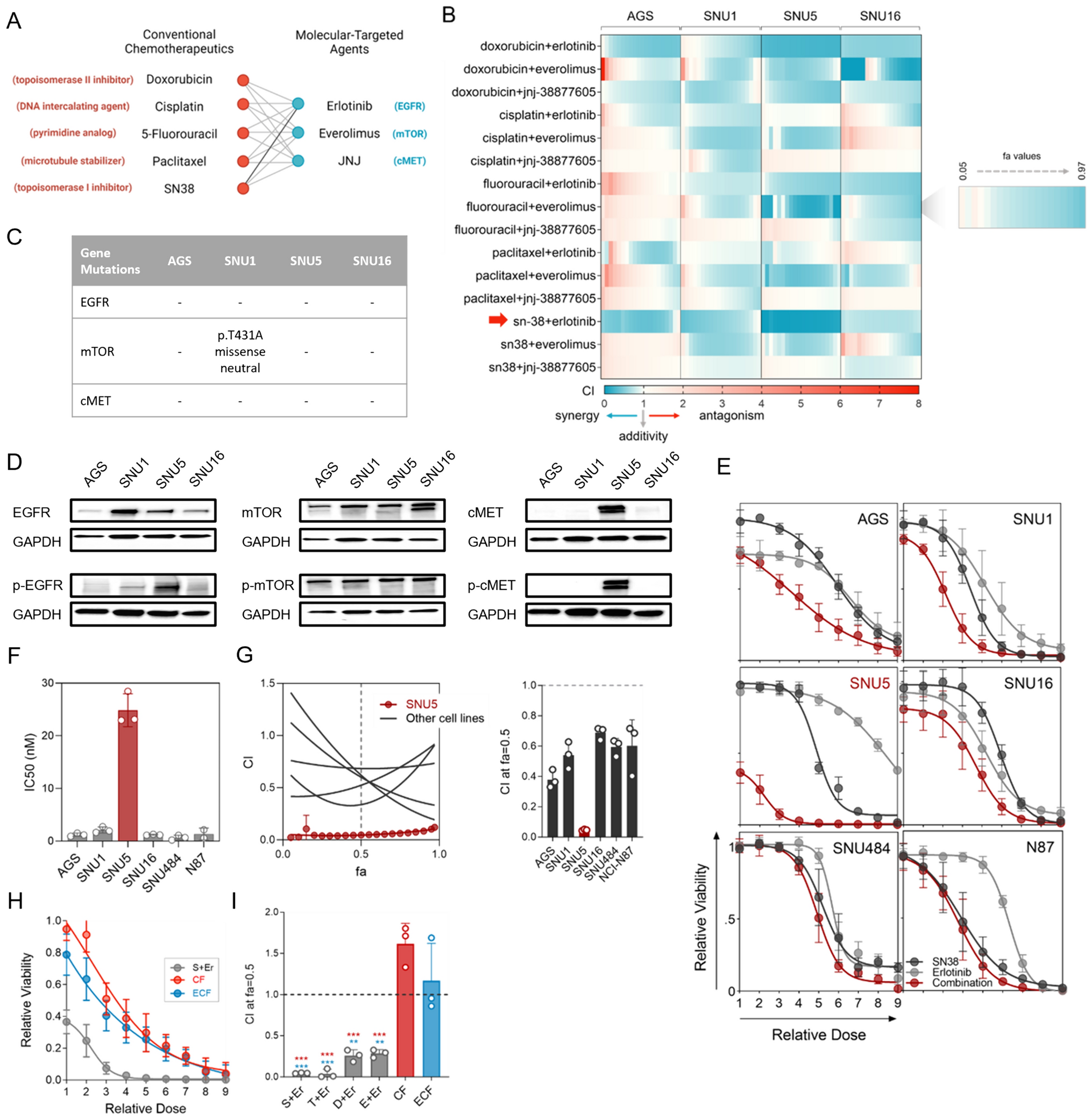 Functional genomics reveals an off-target dependency of drug synergy in gastric cancer therapy