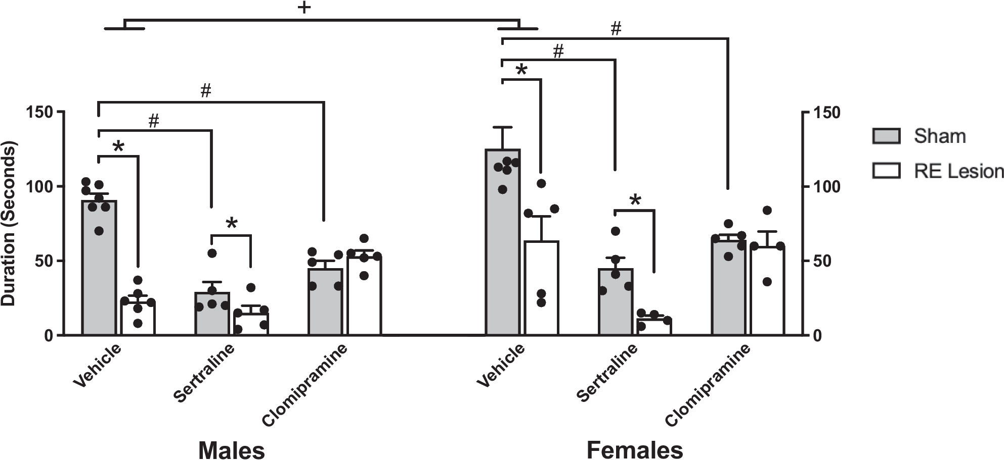 Prefrontal cortex—nucleus reuniens—hippocampus network exhibits sex-differentiated responses to stress and antidepressant treatment in rats