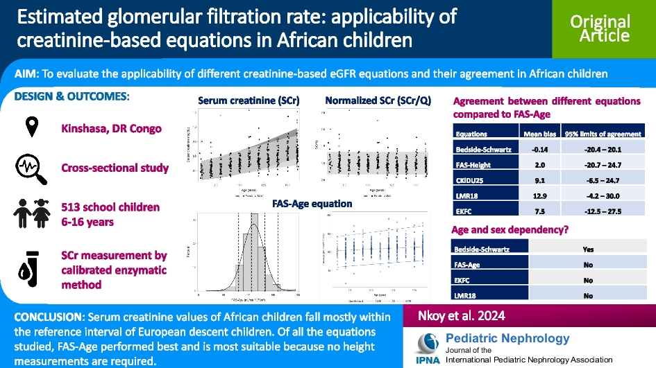 Estimated glomerular filtration rate: applicability of creatinine-based equations in African children