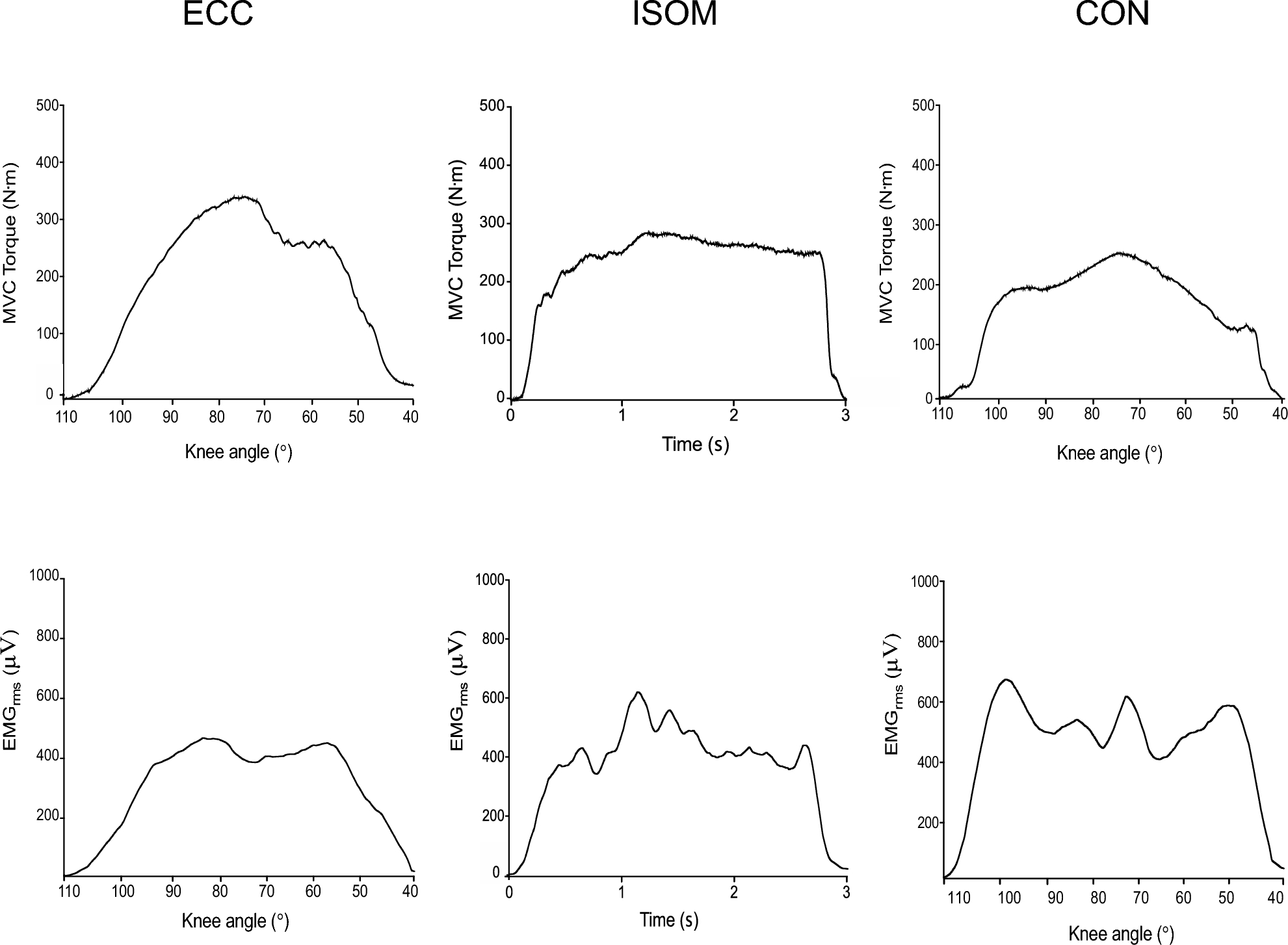 Neuromuscular characteristics of eccentric, concentric and isometric contractions of the knee extensors