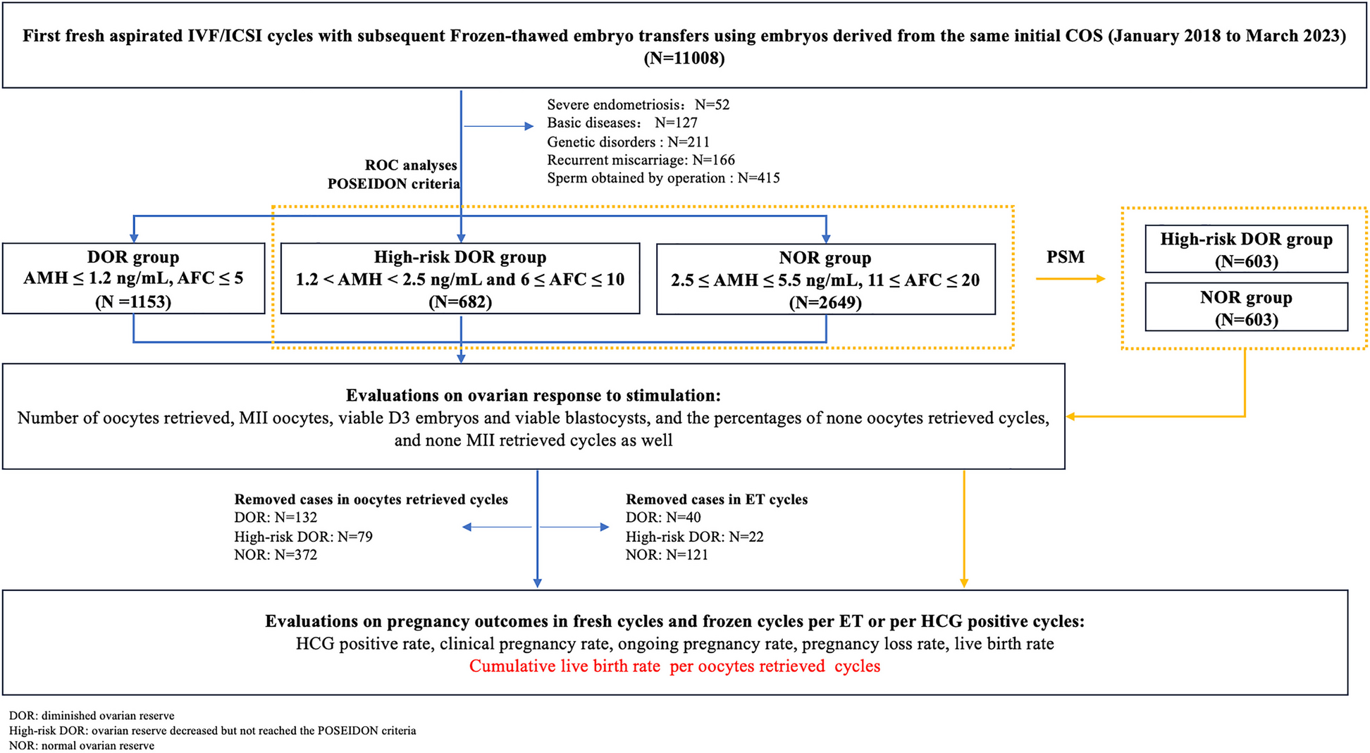 Identify high-risk DOR women ≤ 35 years old following assisted reproduction technology through cutoffs of anti-mullerian hormone and antral follicle counts