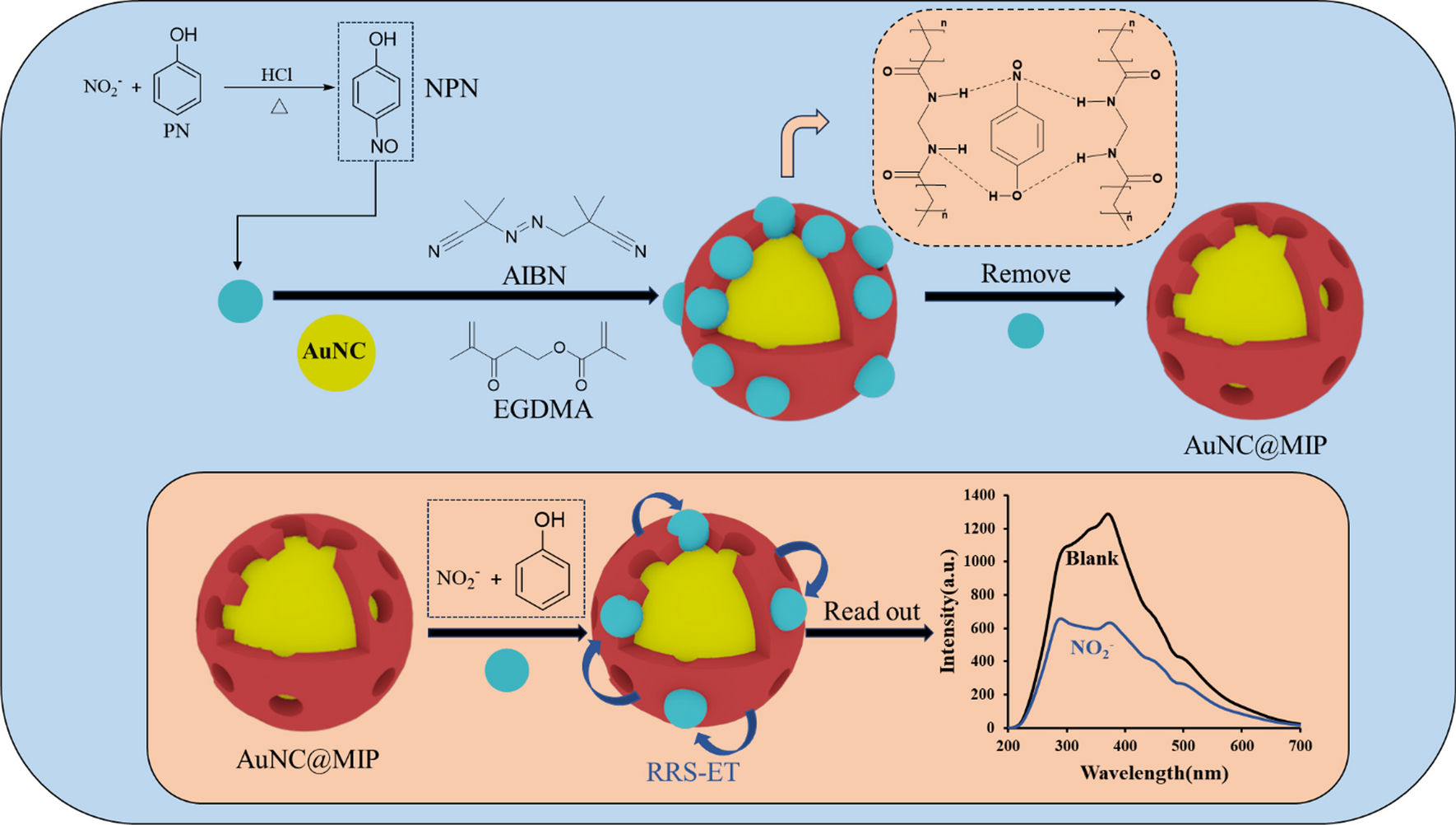 A facile and selective resonance Rayleigh scattering method for trace nitrite using gold nanocluster surface molecularly imprinted polyisopropylacrylamide probe