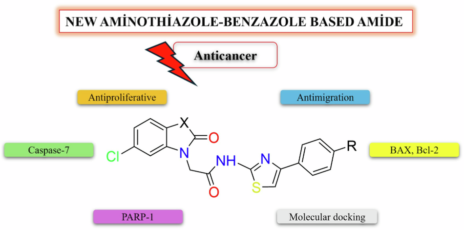 Design and synthesis of aminothiazole-benzazole based amide: antiproliferative, antimigration activity and molecular docking studies