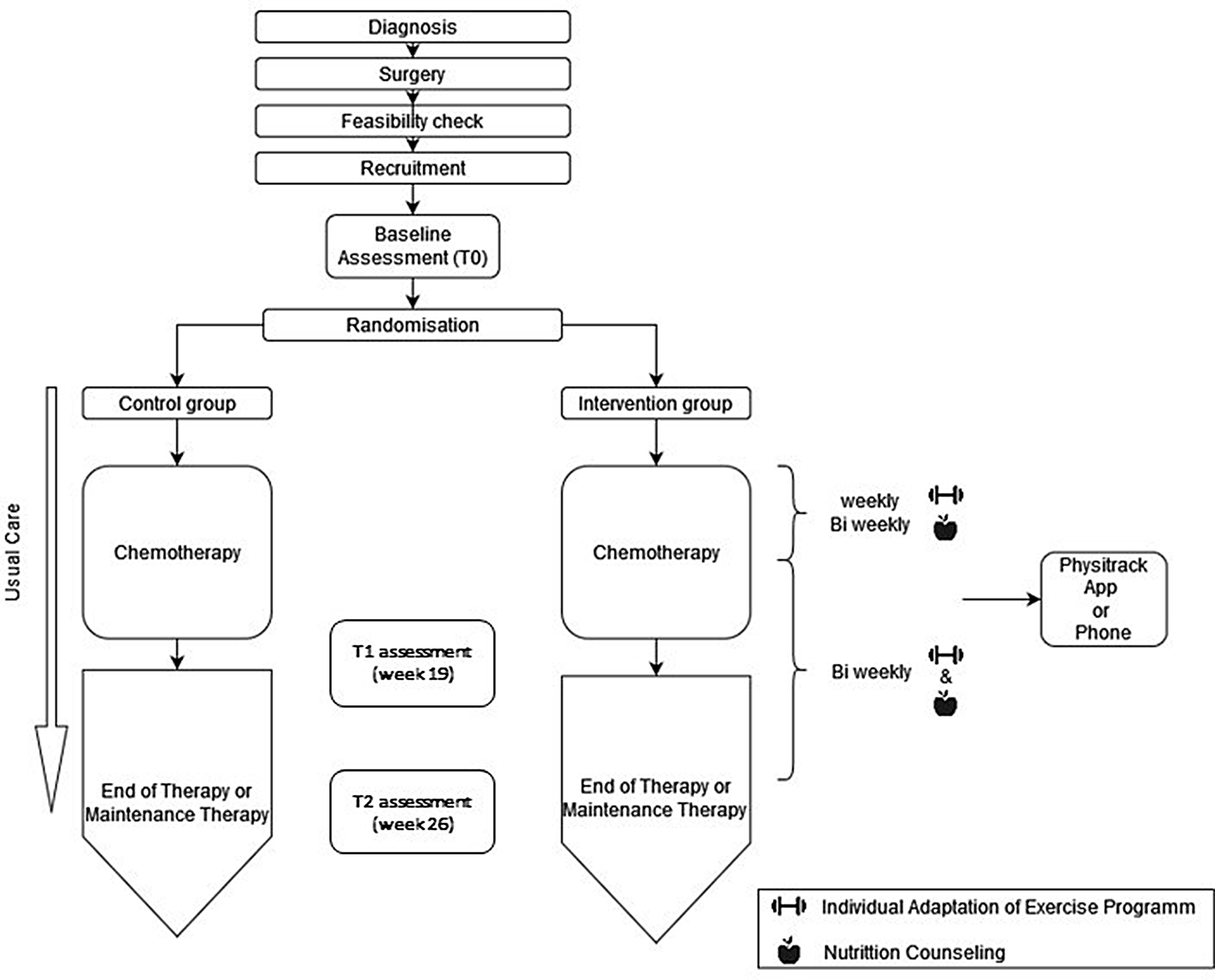 Study protocol of an exercise and nutrition intervention for ovarian cancer patients during and after first-line chemotherapy (BENITA) - a randomized controlled trial