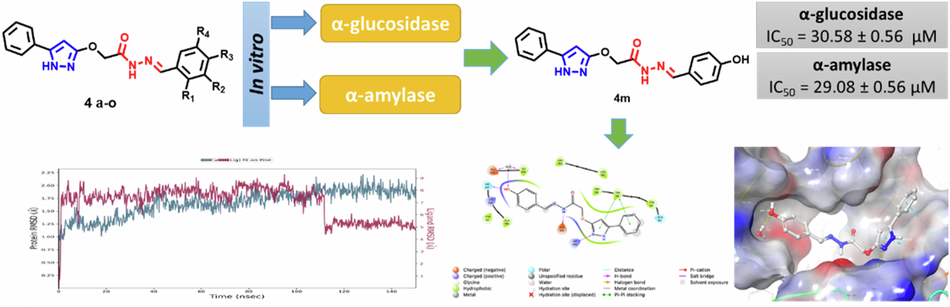 Design, synthesis, stereochemical characterization, in vitro α-glucosidase, and α-amylase inhibition and in silico studies of novel pyrazole-hydrazide hydrazones