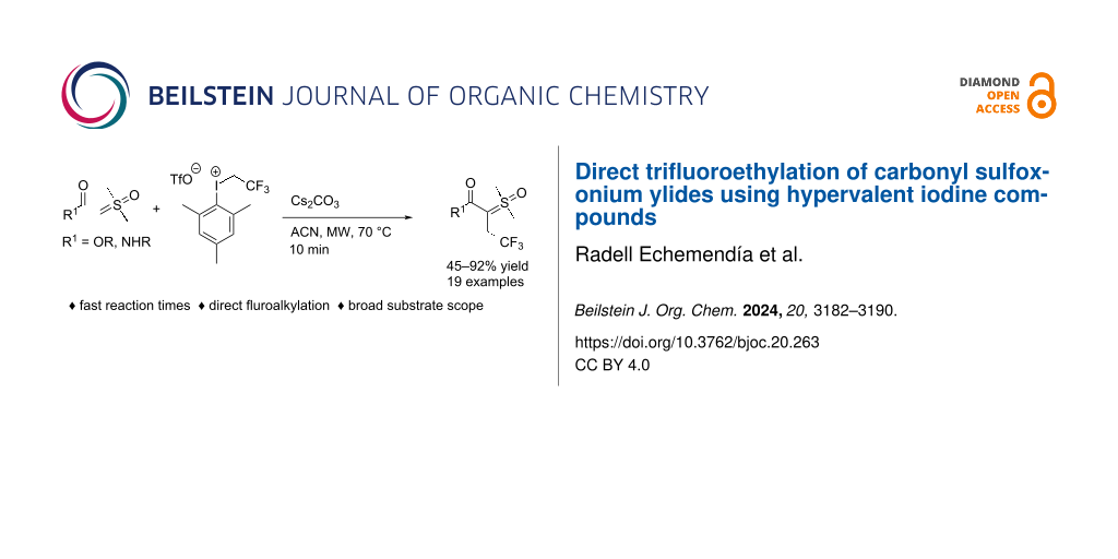 Direct trifluoroethylation of carbonyl sulfoxonium ylides using hypervalent iodine compounds