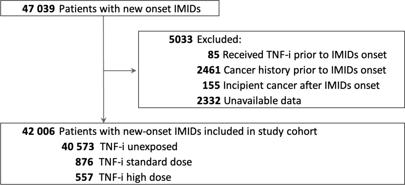 Estimating cancer risk in immune-mediated inflammatory diseases exposed to varying doses of tumour necrosis factor inhibitors