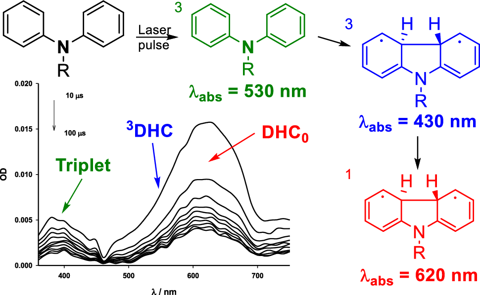 On the application of nanosecond laser flash photolysis to the investigation of the photoreactivity of di and triarylamines