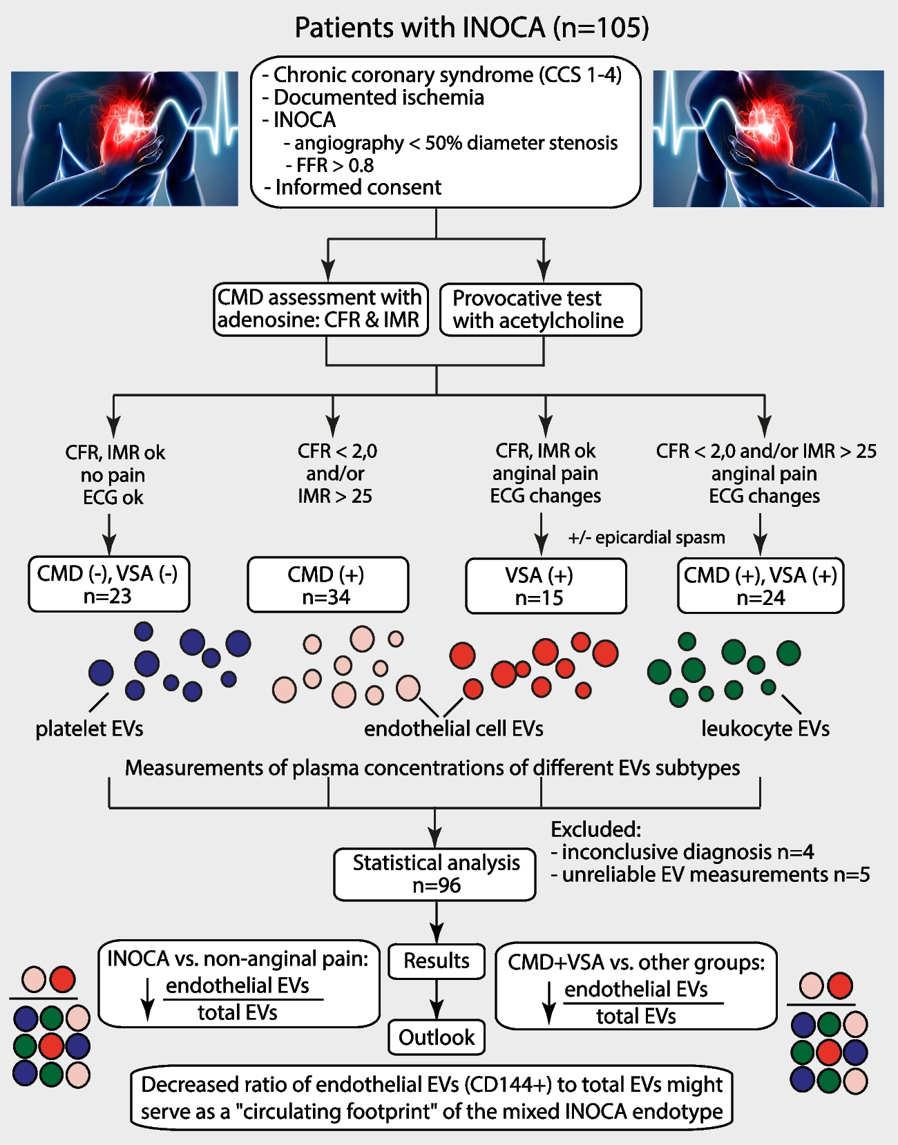 Endothelial Cell-Derived Extracellular Vesicles Allow to Differentiate Between Various Endotypes of INOCA: A Multicentre, Prospective, Cohort Study