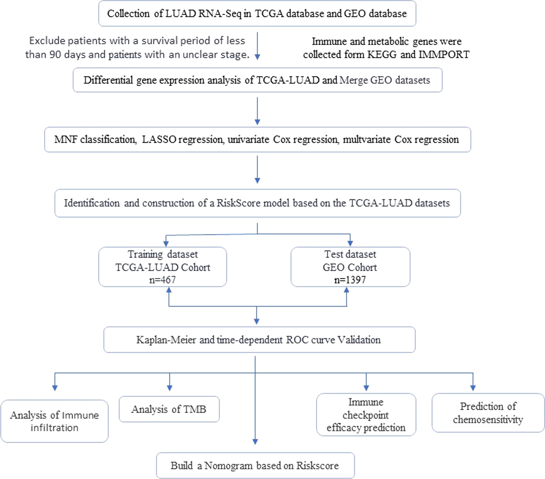 Prediction of prognosis, efficacy of lung adenocarcinoma by machine learning model based on immune and metabolic related genes