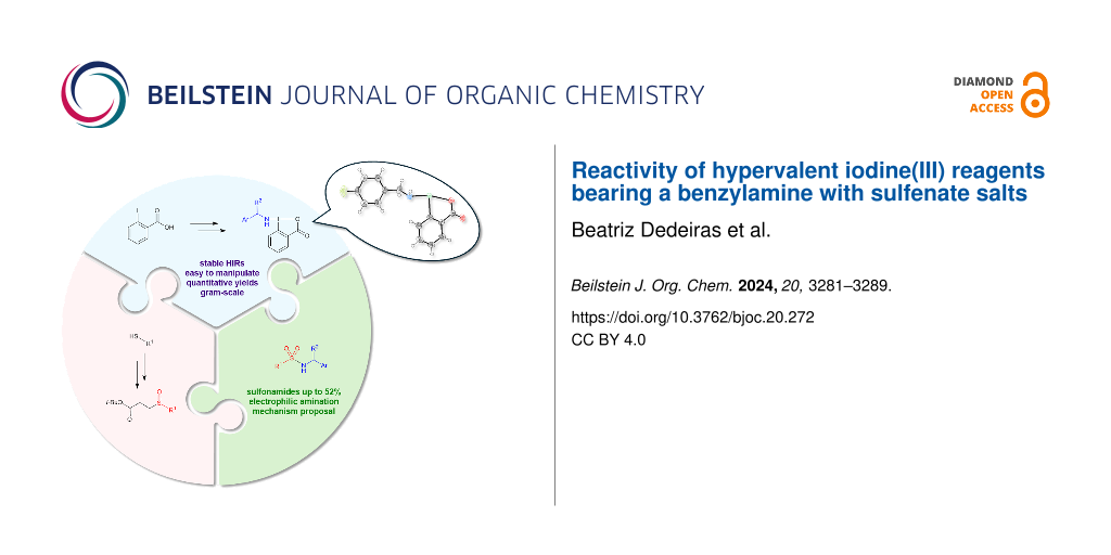 Reactivity of hypervalent iodine(III) reagents bearing a benzylamine with sulfenate salts