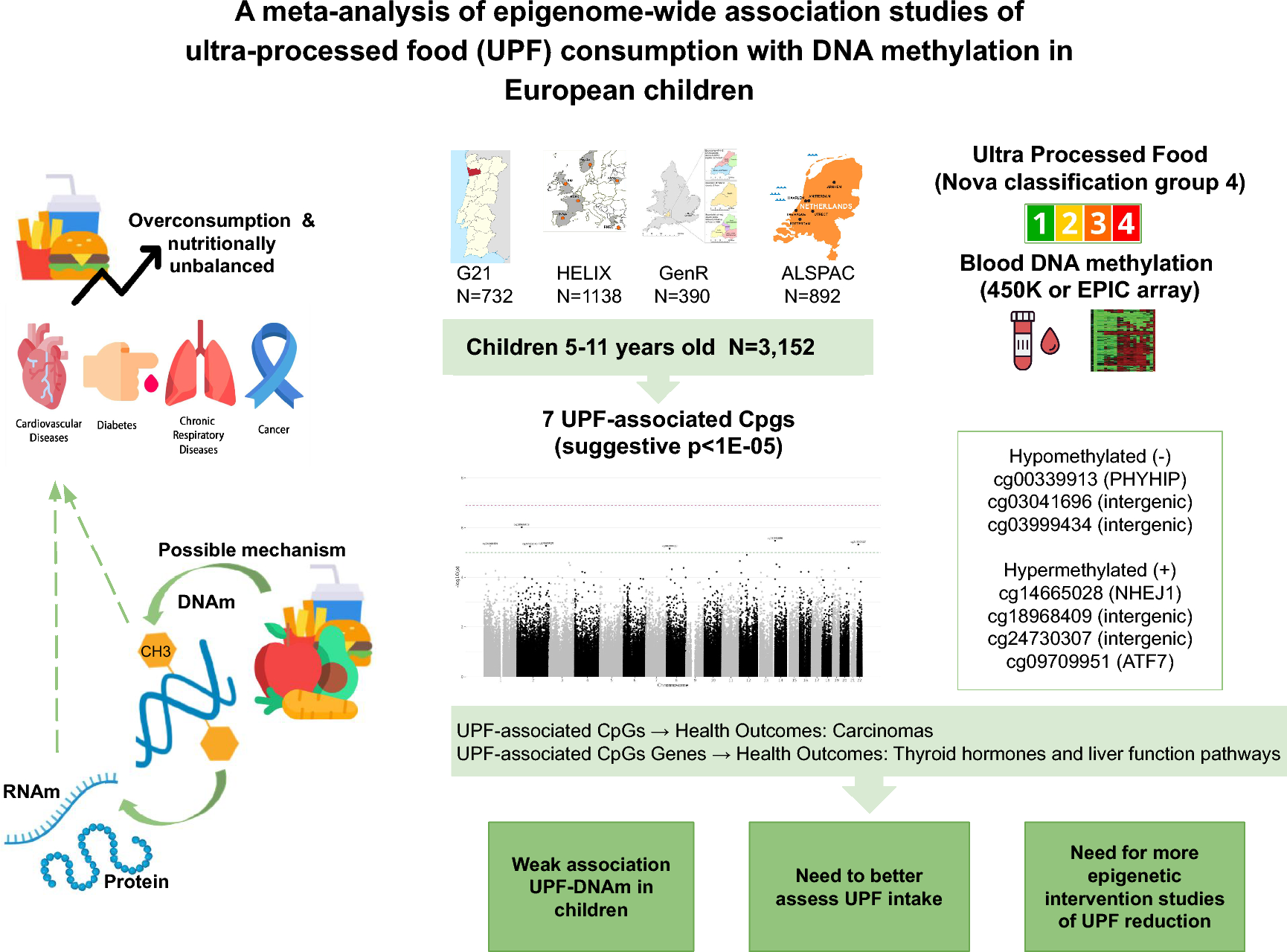 A meta-analysis of epigenome-wide association studies of ultra-processed food consumption with DNA methylation in European children