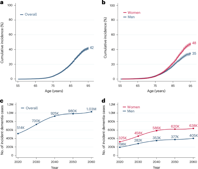 Differences in the lifetime risk and population burden of dementia