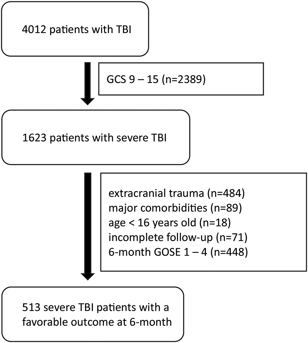 Characteristics and recovery trends of severe TBI patients with a favorable functional outcome at 6-month follow-up