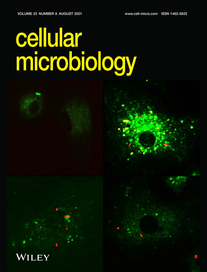 Cover Image: Salmonella Typhimurium manipulates macrophage cholesterol homeostasis through the SseJ‐mediated suppression of the host cholesterol transport protein ABCA1 (Cellular Microbiology 08/2021)