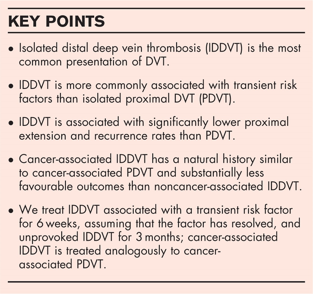 Significance and management of isolated distal deep vein thrombosis
