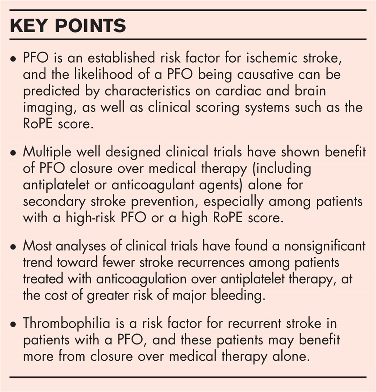 Secondary stroke prevention in patients with patent foramen ovale