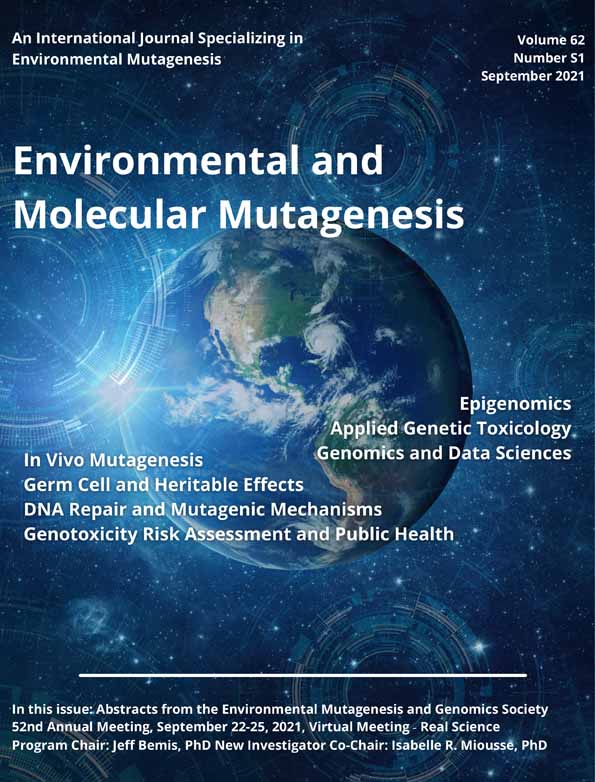 Abstracts from the Environmental Mutagenesis and Genomics Society 52nd Annual Meeting, September 22–25, 2021, Virtual Meeting ‐ Real Science Program Chair: Jeff Bemis, PhD New Investigator Co‐Chair: Isabelle R. Miousse, PhD