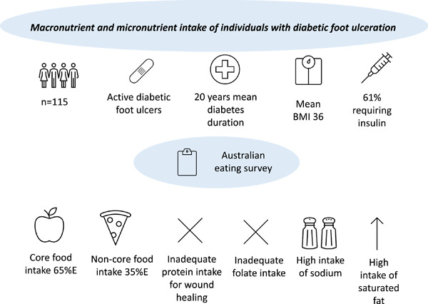 Macronutrient and micronutrient intake of individuals with diabetic foot ulceration: A short report