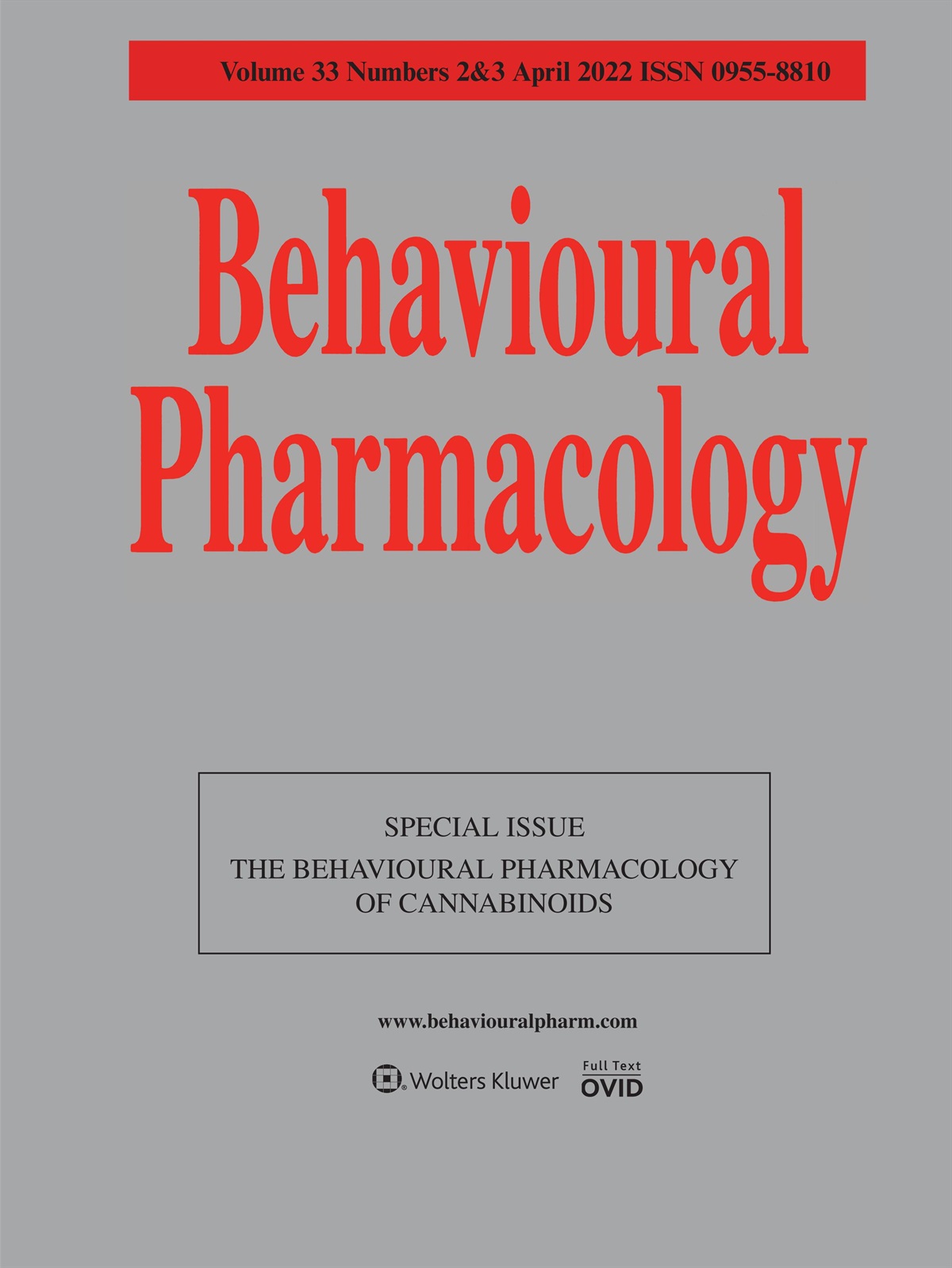 Editorial: The Behavioural Pharmacology of Cannabinoids