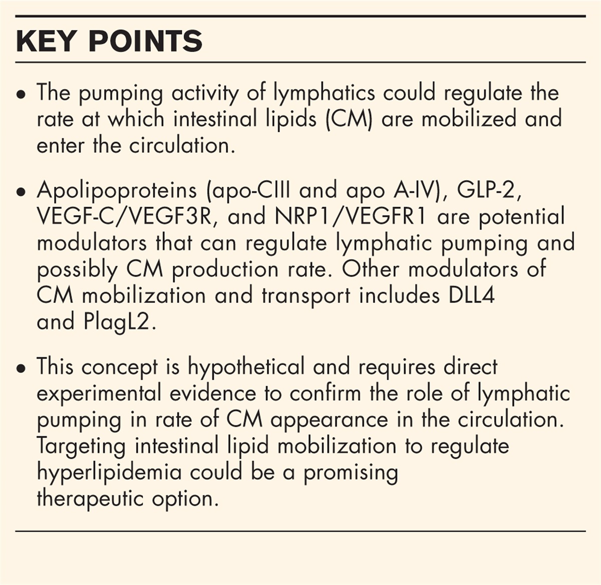 Lymphatics - not just a chylomicron conduit