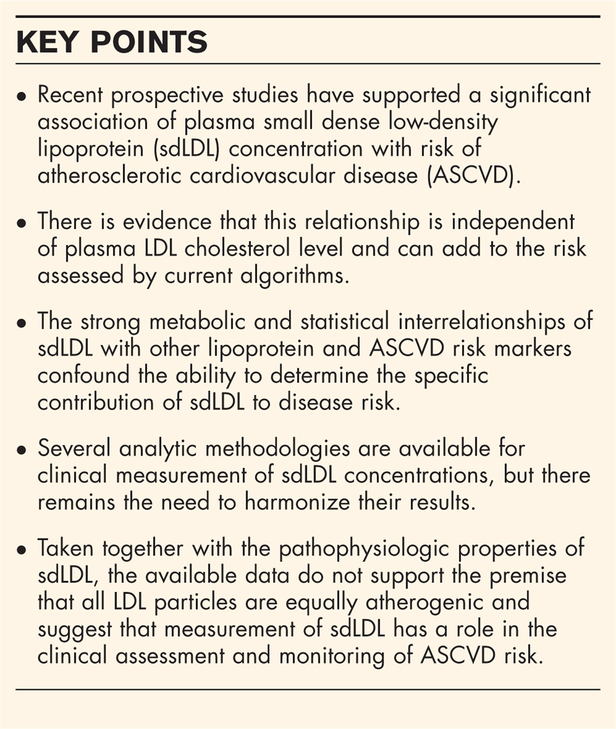 Small dense low-density lipoprotein particles: clinically relevant?