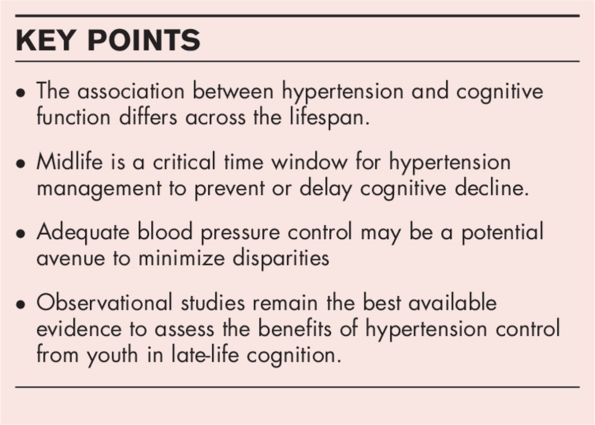 Hypertension and cognitive function: a review of life-course factors and disparities