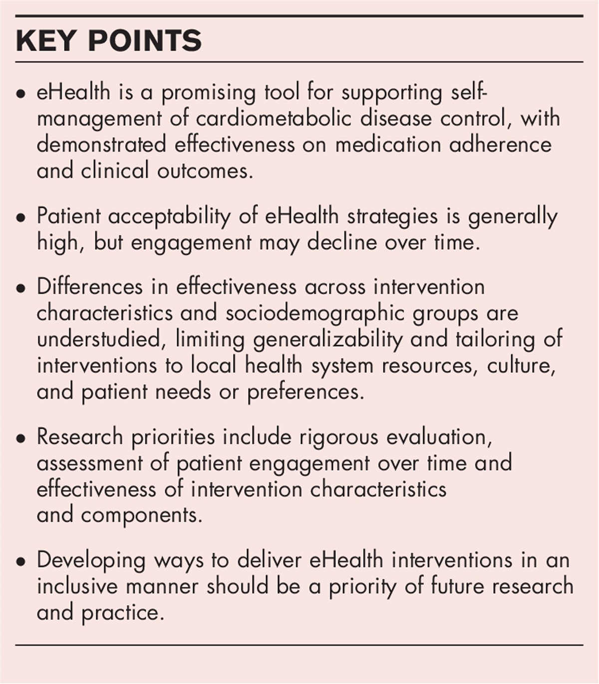 Electronic health strategies to improve medication adherence in patients with cardiometabolic disease: current status and future directions