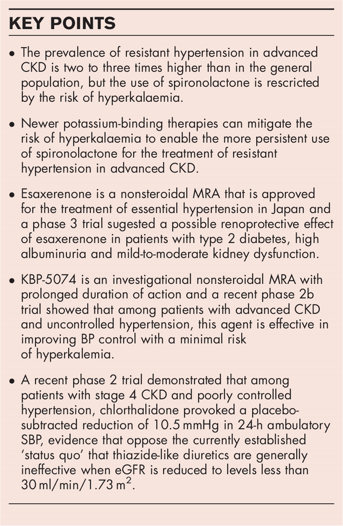 Management of hypertension in advanced kidney disease