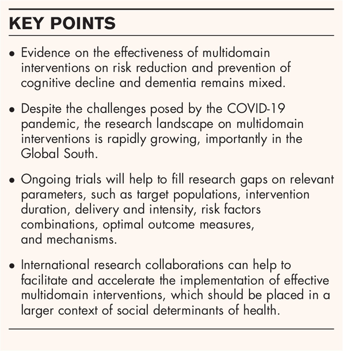 Multidomain interventions for risk reduction and prevention of cognitive decline and dementia: current developments