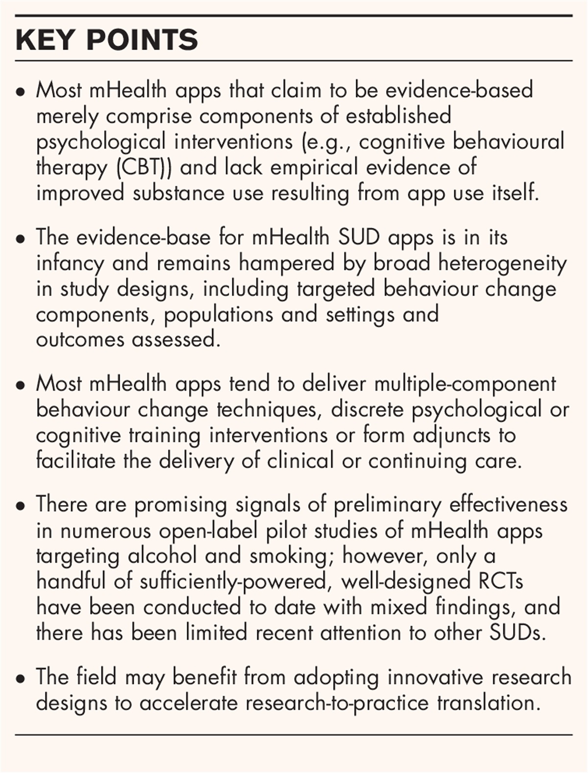 The current evidence for substance use disorder apps