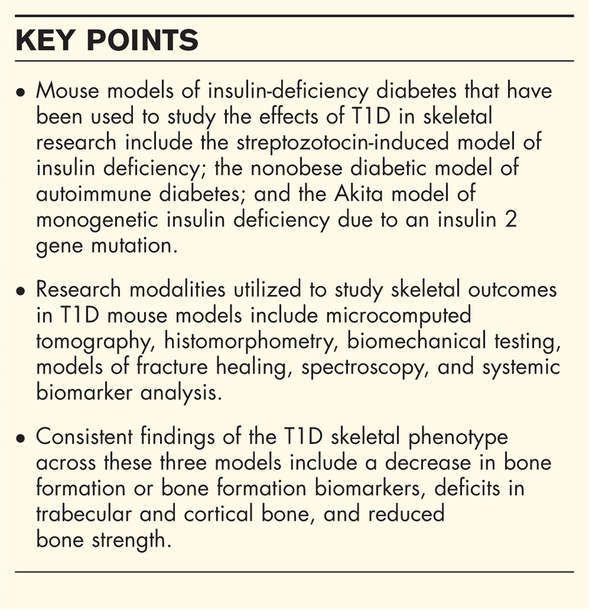 Mouse models of type 1 diabetes and their use in skeletal research