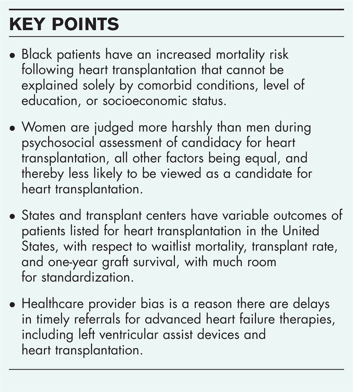 Disparities in heart transplantation