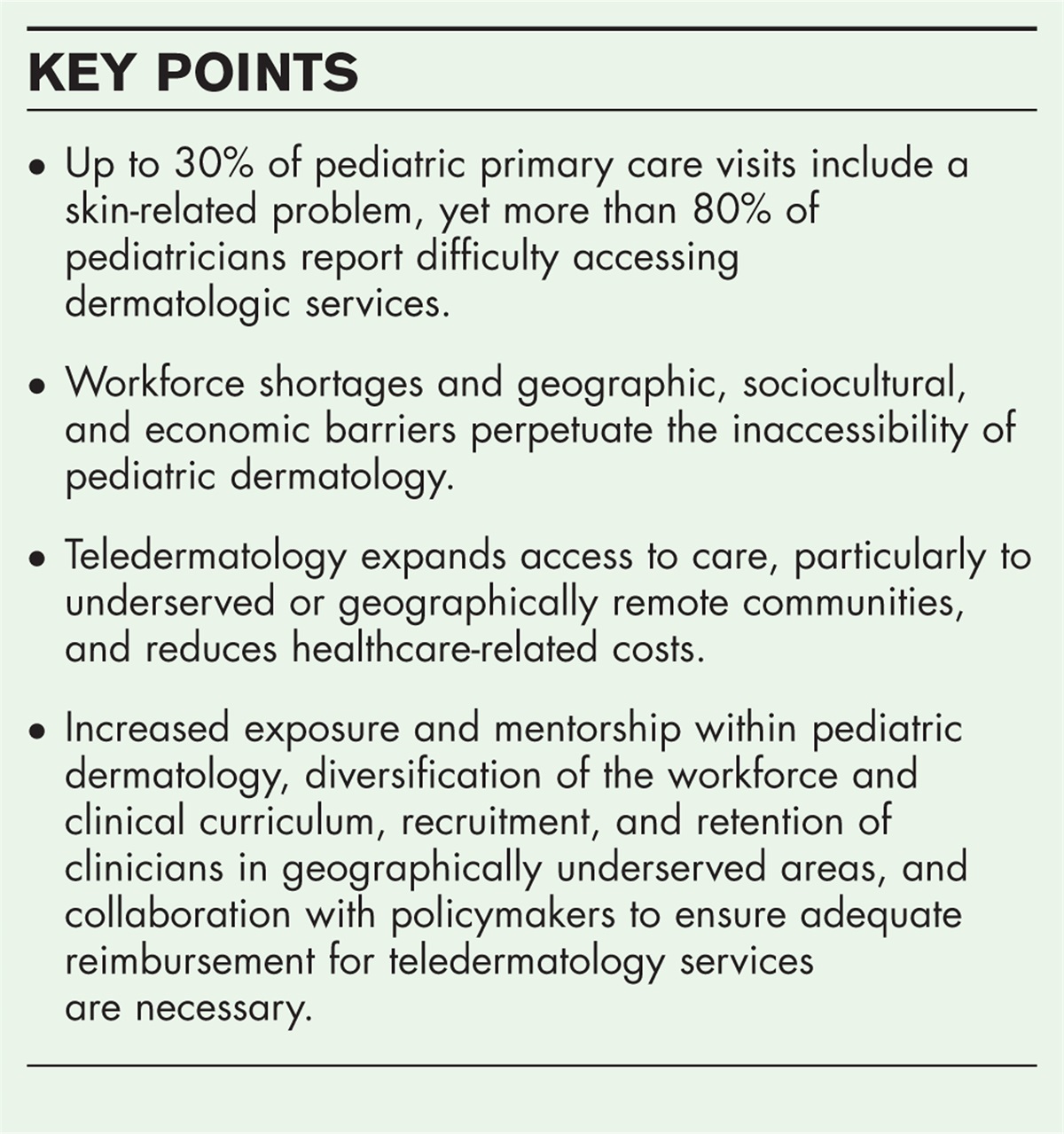Access to pediatric dermatology